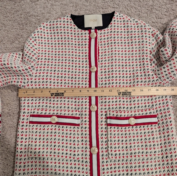 Maje Checked Cotton-Blend Tweed Jacket with Gold Crest Buttons - Picture 9 of 12